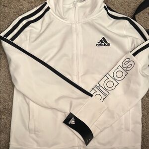 Kids Adidas White Jacket with Black Accents